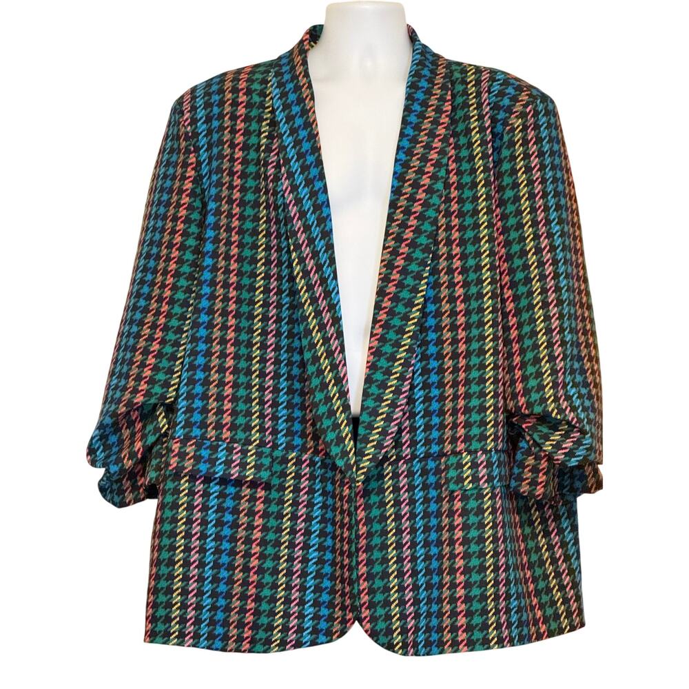 Boohoo Multicolor Houndstooth Blazer